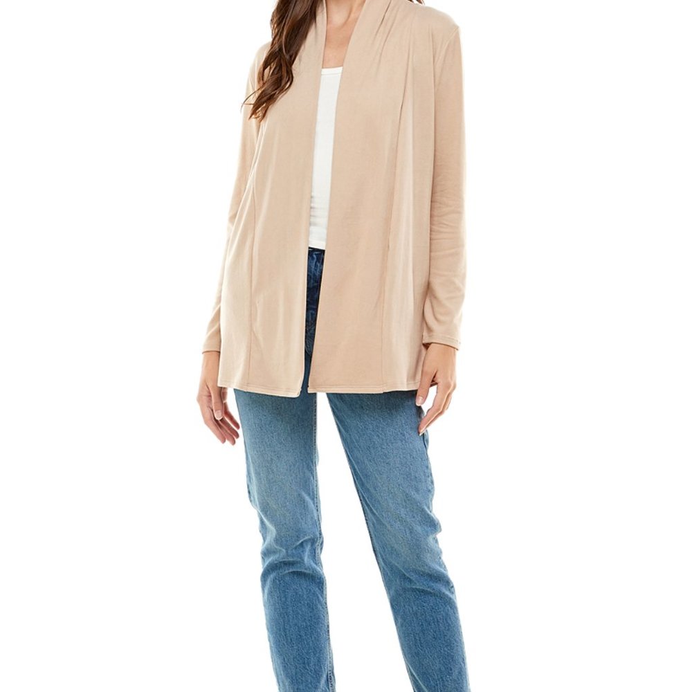 Women's Casual Lightweight Open Front Cardigans with Pockets_Beige - Picture 2 of 9
